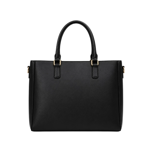 ExoticBags Elegant Black Leather Tote Handbag
