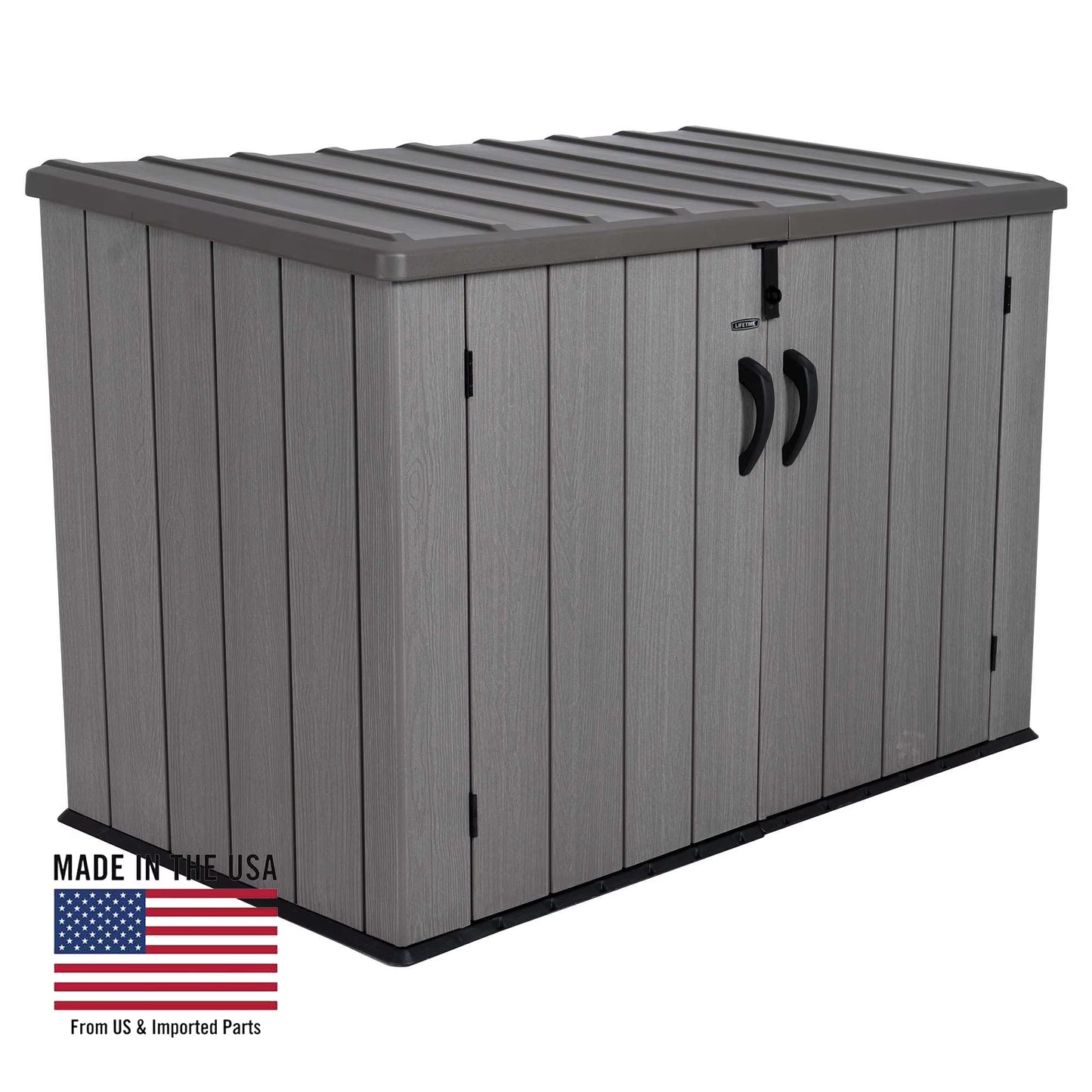 Lifetime Lockable DIY Polyethylene Horizontal Storage Shed, 75 cubic ft., Light Brown (60341)