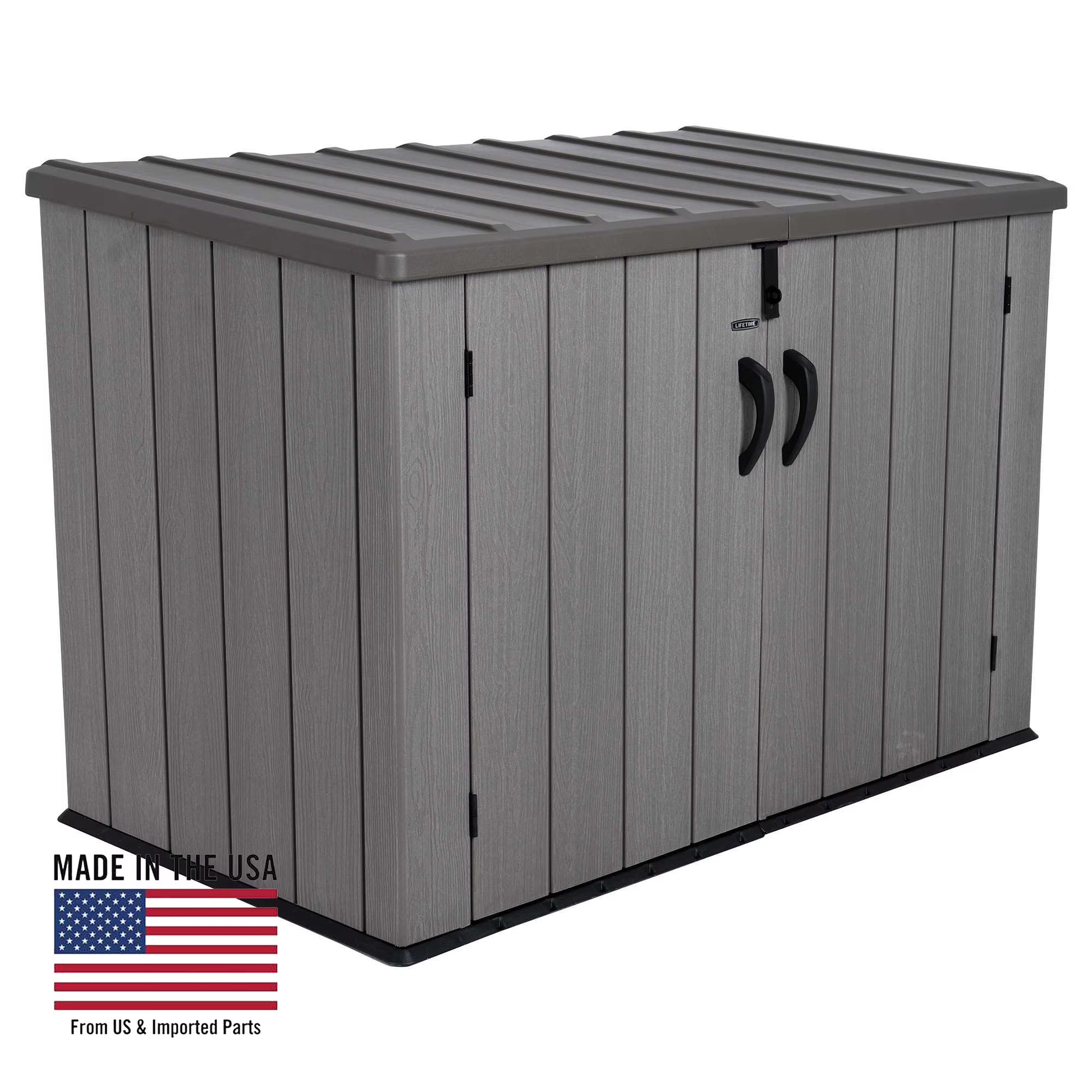 Lifetime Lockable DIY Polyethylene Horizontal Storage Shed, 75 cubic ft., Light Brown (60341)