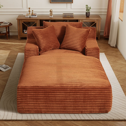 Aukfa 78.7" Extra Long Chaise Lounge Sofa, Oversized Upholstered Couch with 3 Pillows for Indoor Living Room/Bedroom,Orange(Orange)