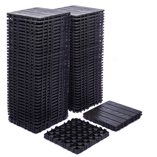76-Pack Plastic Interlocking Deck Tiles - 68.80 Sq.Ft Outdoor Plastic Flooring Super Durable  Waterproof All-Weather Indoor/Outdoor(Gray)