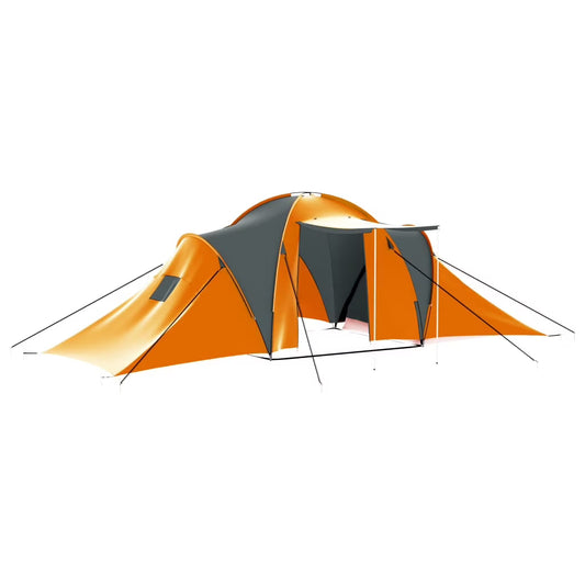 vidaXL Camping Tent Pop up Backpacking Tent Family Tent for Outdoor Hiking(Gray and orange)