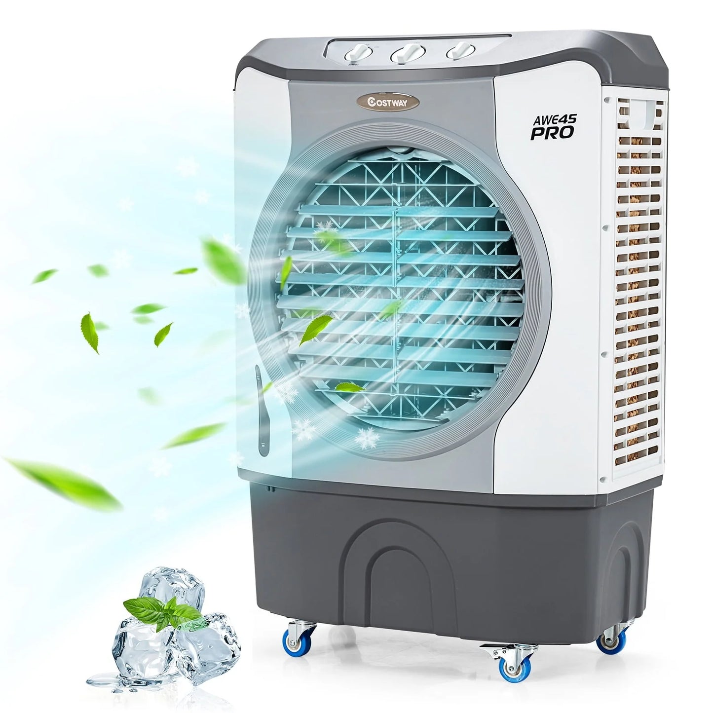 45L Evaporative Air Cooler 3-in-1 Swamp Cooler w/Large Water Tank  Washable Filter