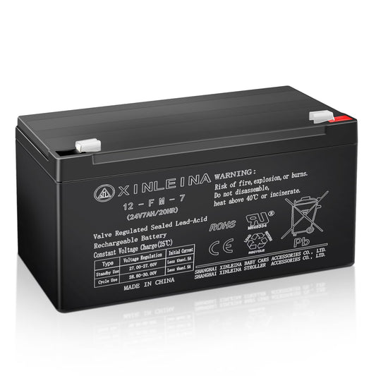 24V 7Ah Rechargeable Sealed Lead Acid Battery - Suitable for Most Kids Ride on Car - Battery Accessories